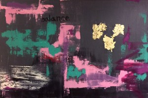 "balance" 24" x 36" acrylic, oil, gold leaf, on canvas