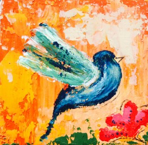 "Birdie" 6" x 6" on wood panel Click to Enlarge