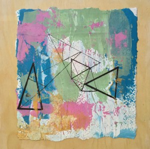 Flex 8 x 8 acrylic blend, ink, oil marker on wood